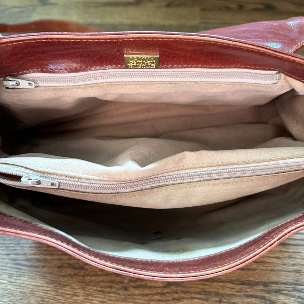Oroton Sydney Vintage Cognac Leather Crossbody Bag Flap Shoulder Purse 80s 90s